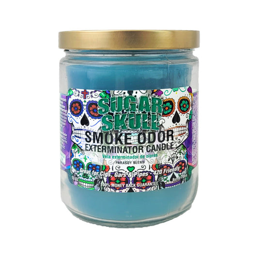 Sugar Skull 4" Odor Exterminator Glass Jar Candle 13oz