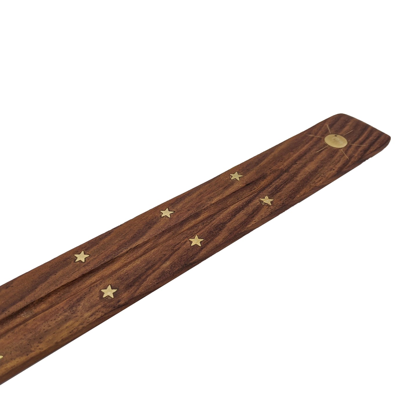 Jumbo Wood Incense Burner & Ash Catcher, Sun Design, 18"
