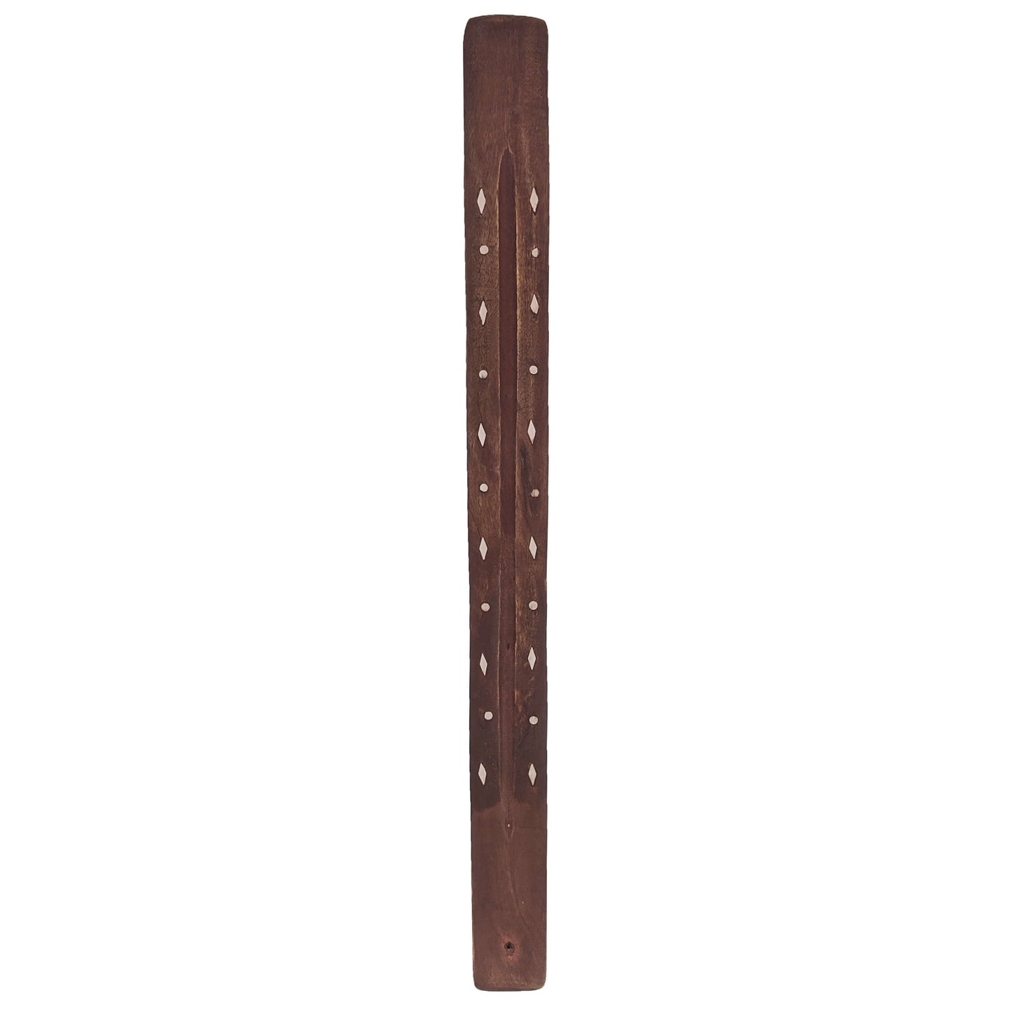 Jumbo Wood Incense Burner & Ash Catcher, Diamonds & Circles Design, 18"