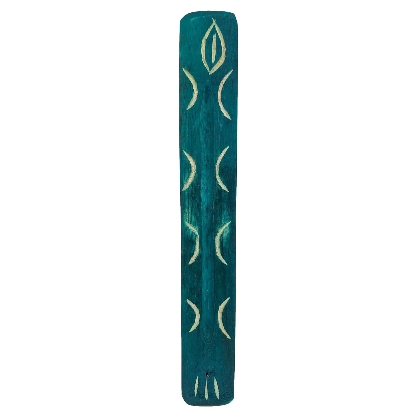 10" Wood Incense Burner & Ash Catcher, Blue Green