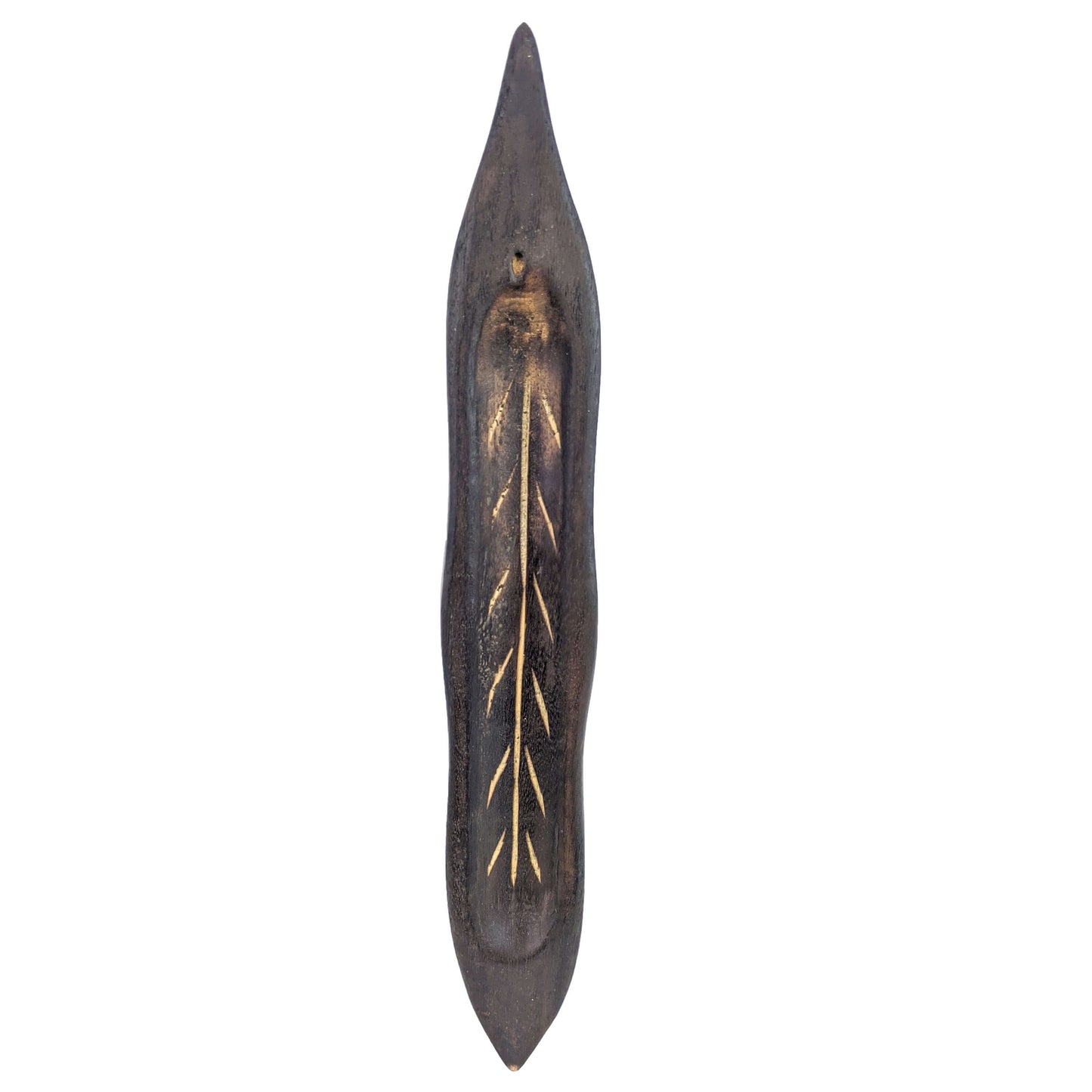 10" Wooden Leaf Incense Burner & Ash Catcher