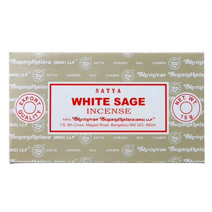 White Sage Incense Sticks by Satya BNG, 15g Packs