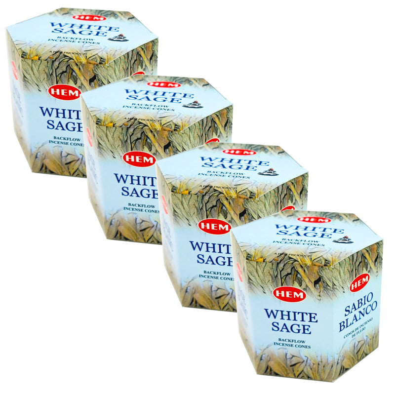 HEM Backflow Incense Cones, 40 Cone Pack, White Sage