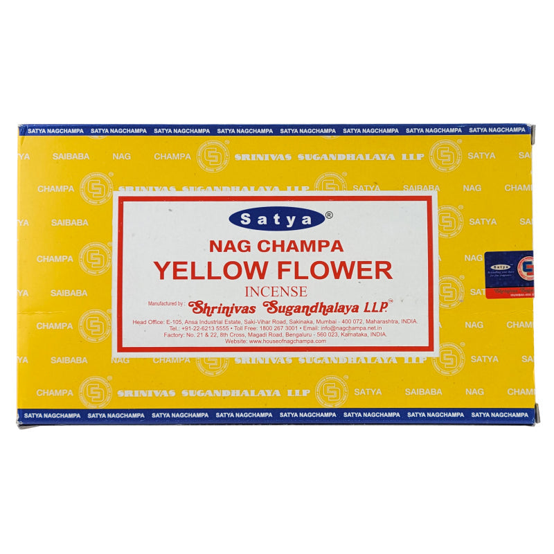 Satya Yellow Flower Scent Incense Sticks, 15g Pack