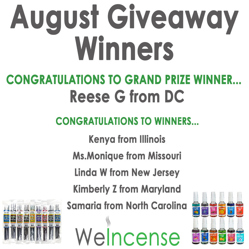 Congrats to August's Giveaway Winners!