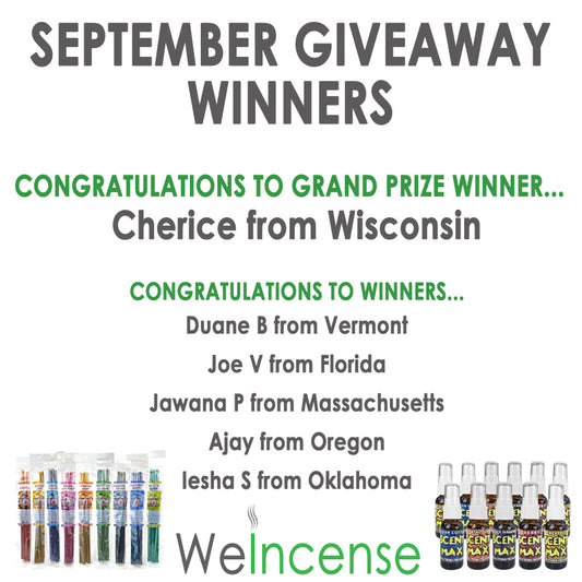Congrats to September's Giveaway Winners!