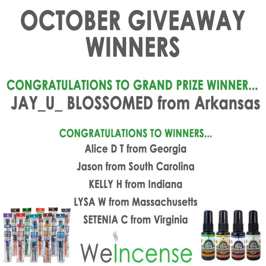 Congrats to October's Giveaway Winners!