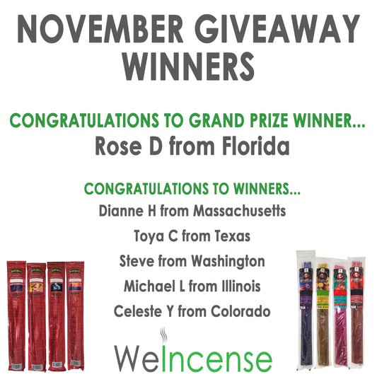 Congrats to November's Giveaway Winners!