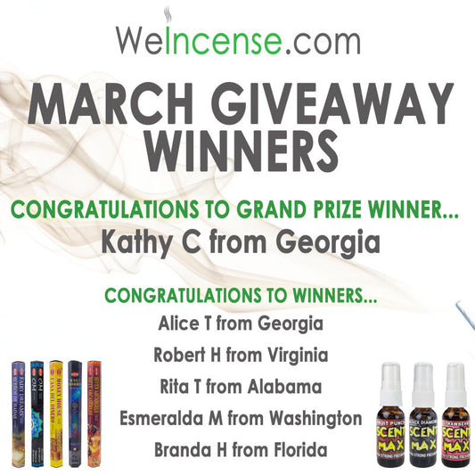 Congrats to March's Giveaway Winners!