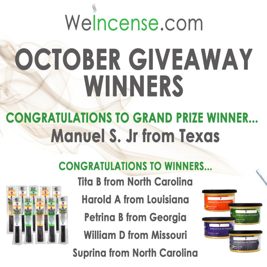 Congrats to October's Giveaway Winners!