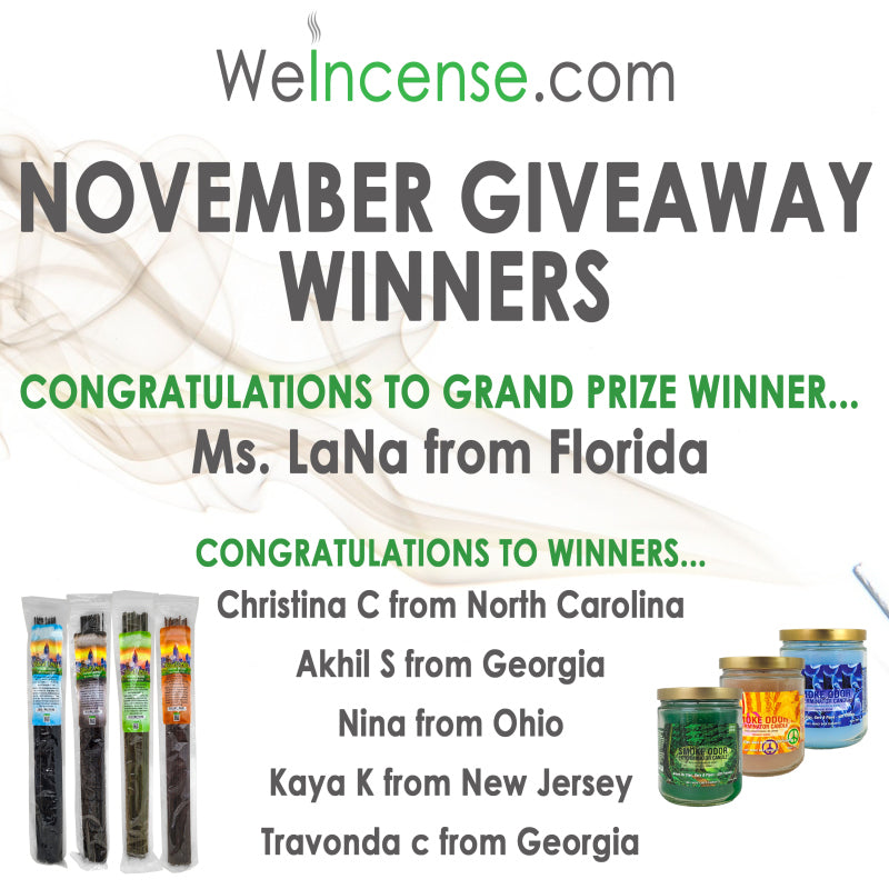 Congrats to November's Giveaway Winners!