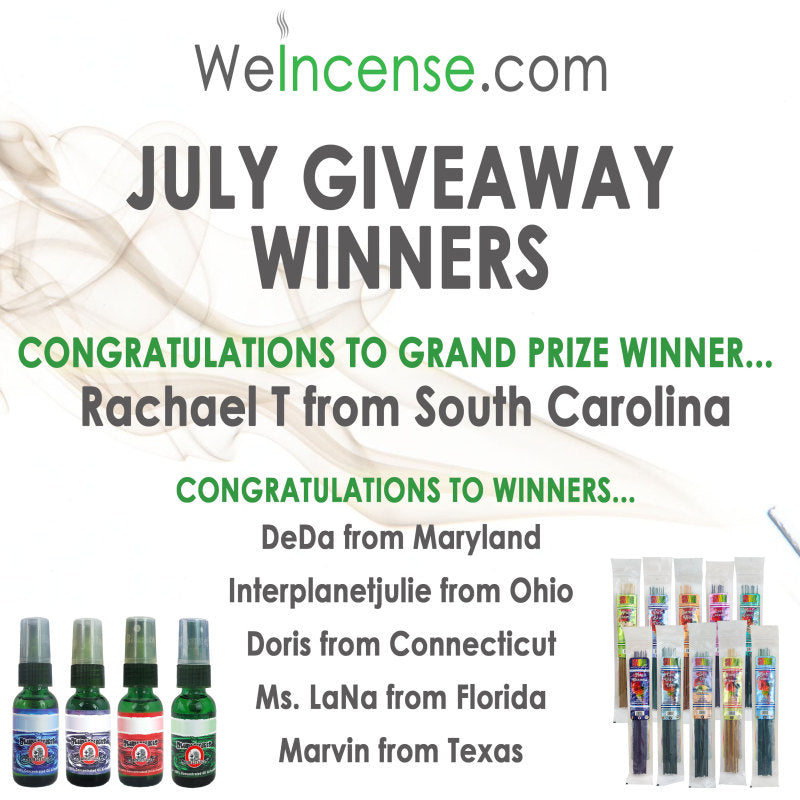 Congrats to July's Giveaway Winners!