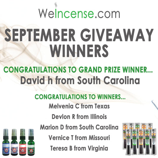 Congrats to September's Giveaway Winners!