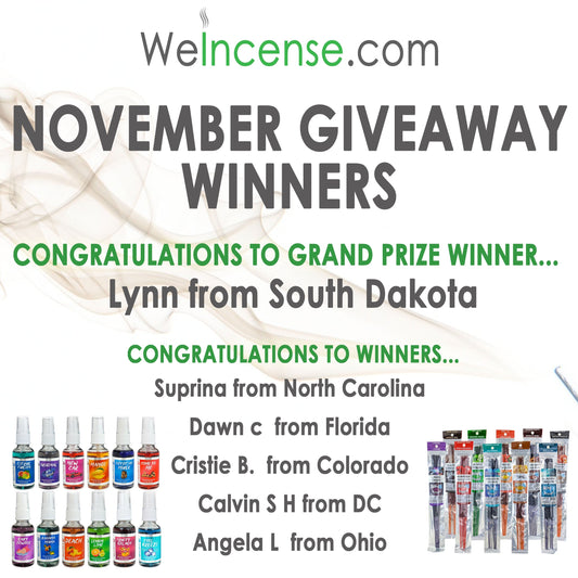Congrats to November's Giveaway Winners!