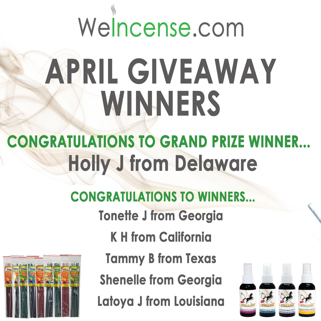 Congrats to April's Giveaway Winners!