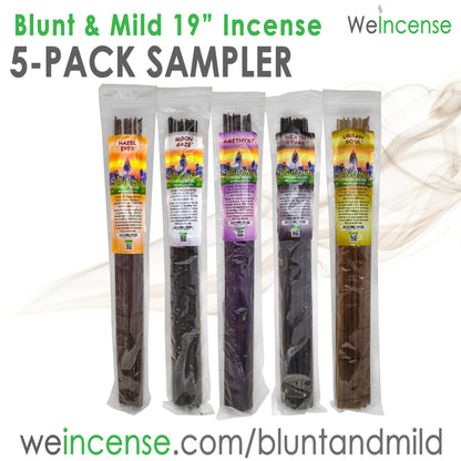 5-Pack SAMPLER #1 "Vibes", 19" Blunt & Mild Jumbo Incense