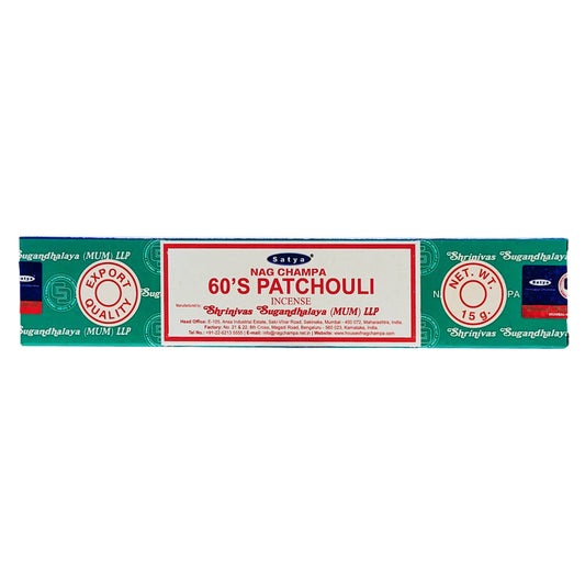 Satya 60's Patchouli Scent Incense Sticks, 15g Pack