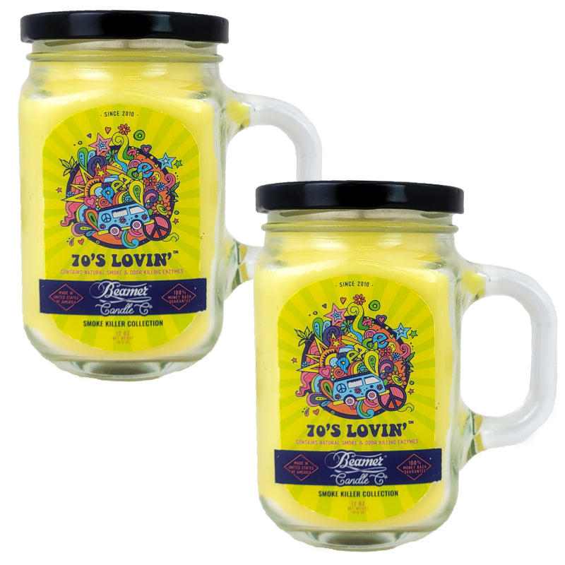 70's Lovin' 5" Glass Jar Candle, 12oz Smoke Killer Collection, by Beamer Candle Co