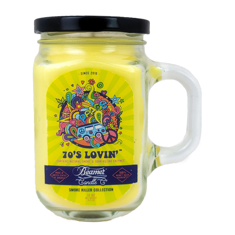 70's Lovin' 5" Glass Jar Candle, 12oz Smoke Killer Collection, by Beamer Candle Co
