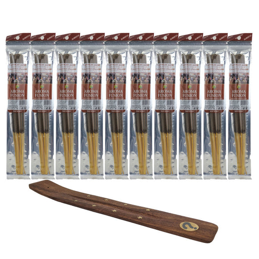 10-Pack + Incense Holder Set: Aroma Fusion 7 African Musk 11" Incense Sticks