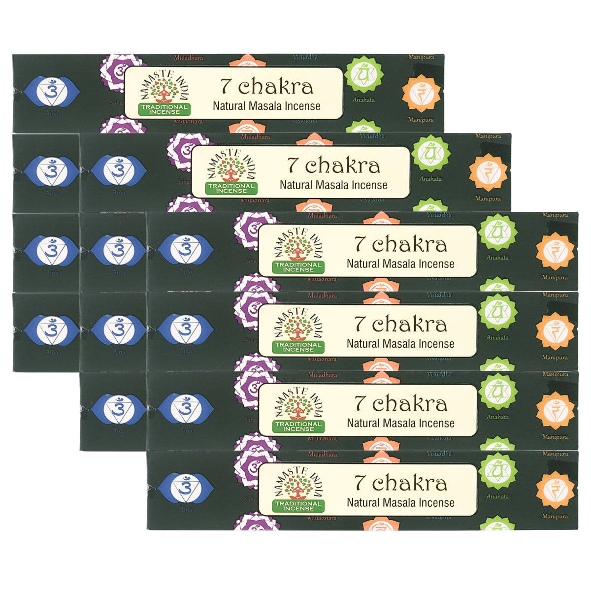 7 Chakra 15g 8" Incense Pack, by Namaste India