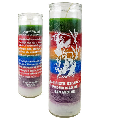 7 Day Candle, 7 Powerful Swords of St. Michael (7 Color)