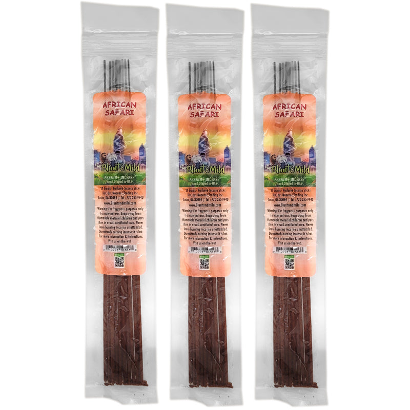 African Safari 10.5" Blunt & Mild Incense, 20g Pack