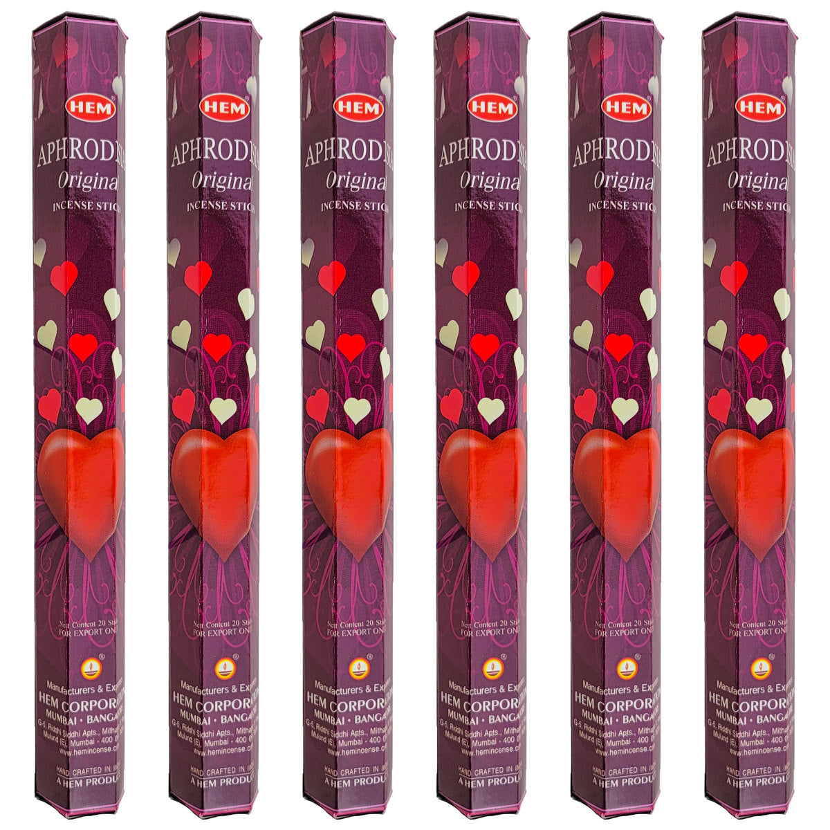 HEM Incense Sticks 20-Stick Hex Packs, Aphrodisia Scent