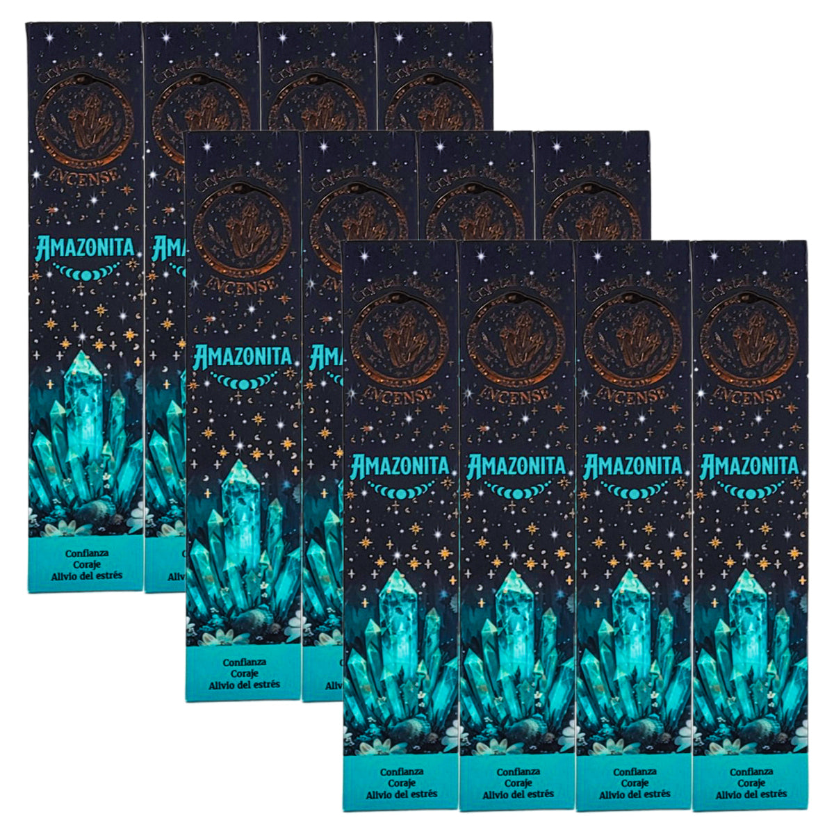Amazonite 15g 8" Incense Pack + Crystals, by Crystal Magic Incense