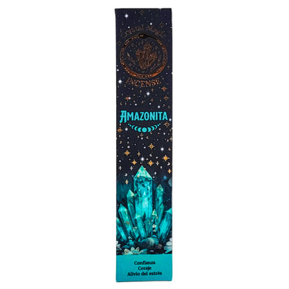 Amazonite 15g 8" Incense Pack + Crystals, by Crystal Magic Incense
