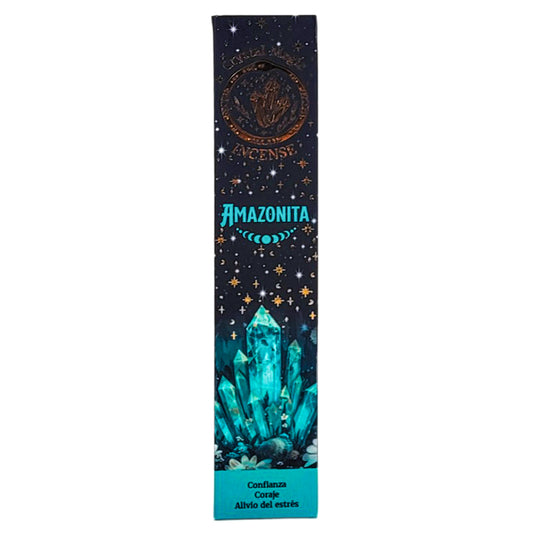 Amazonite 15g 8" Incense Pack + Crystals, by Crystal Magic Incense