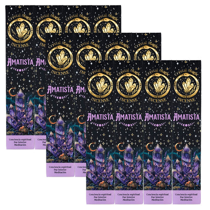 Amethyst 15g 8" Incense Pack + Crystals, by Crystal Magic Incense