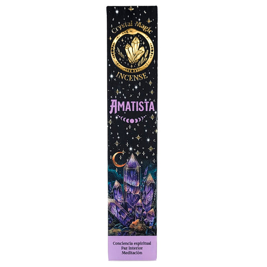 Amethyst 15g 8" Incense Pack + Crystals, by Crystal Magic Incense