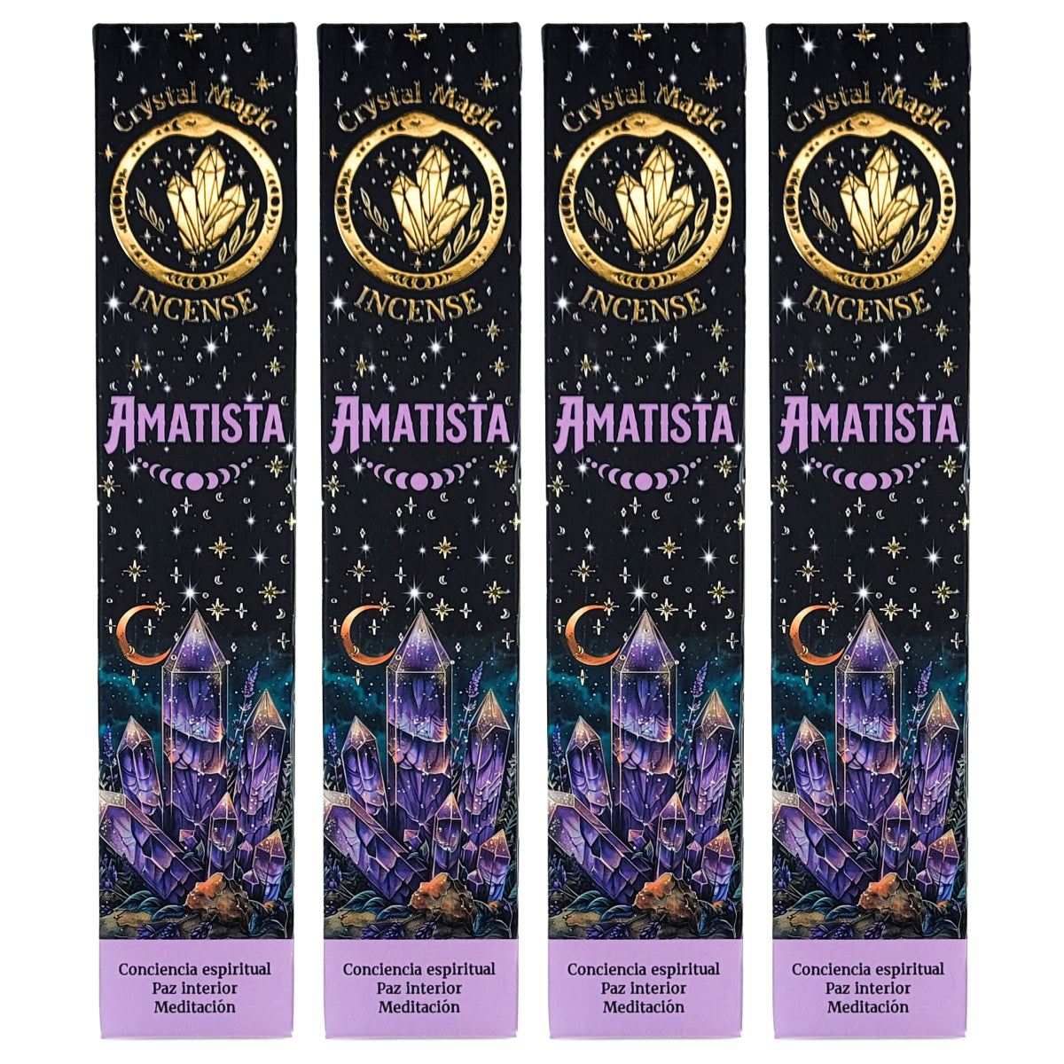Amethyst 15g 8" Incense Pack + Crystals, by Crystal Magic Incense