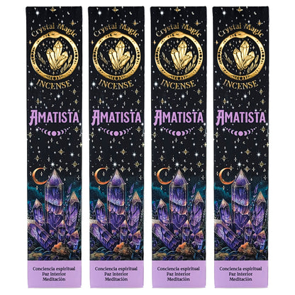 Amethyst 15g 8" Incense Pack + Crystals, by Crystal Magic Incense