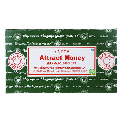 Attract Money Scent Incense Sticks by Satya BNG, 15g Packs