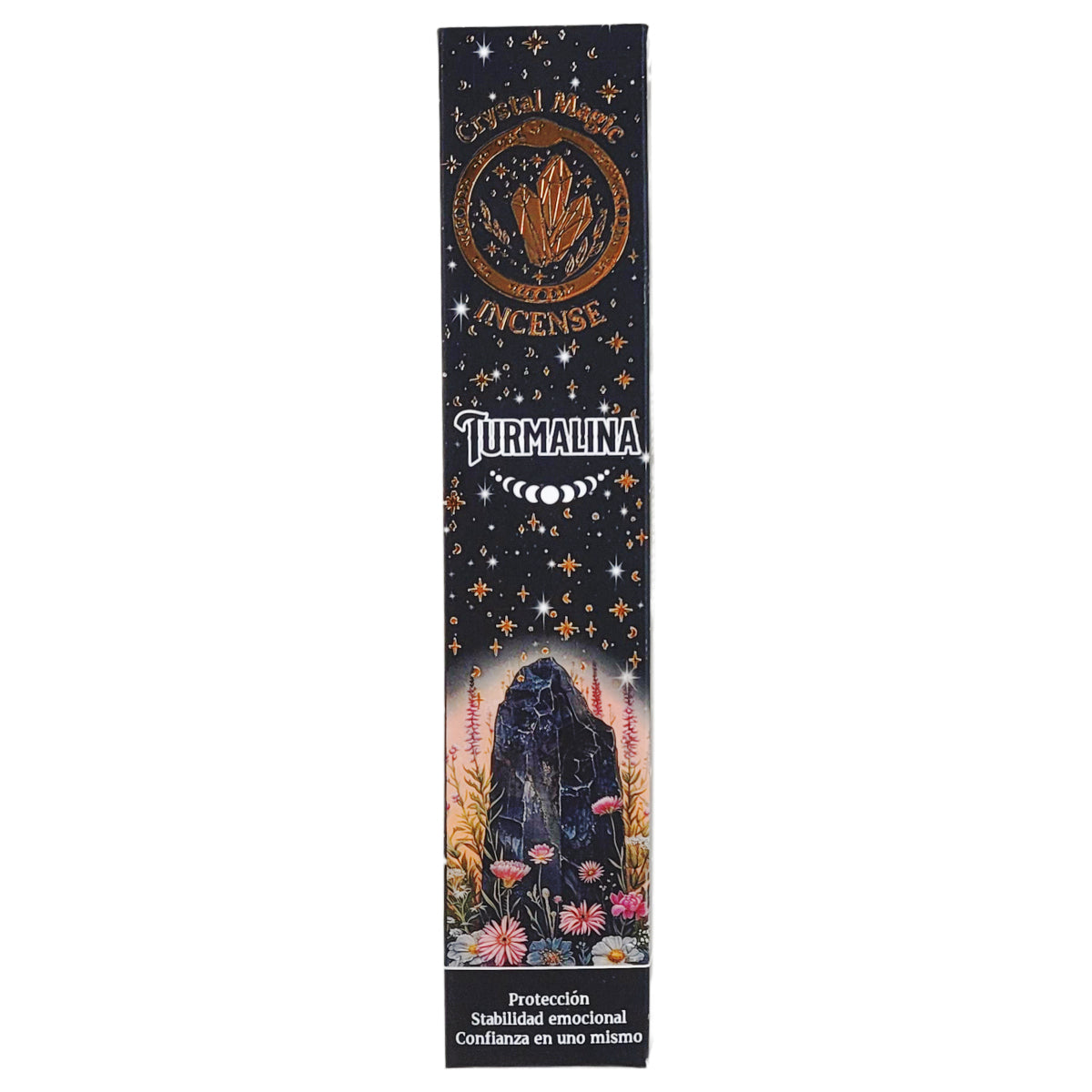 Black Tourmaline 15g 8" Incense Pack + Crystals, by Crystal Magic Incense