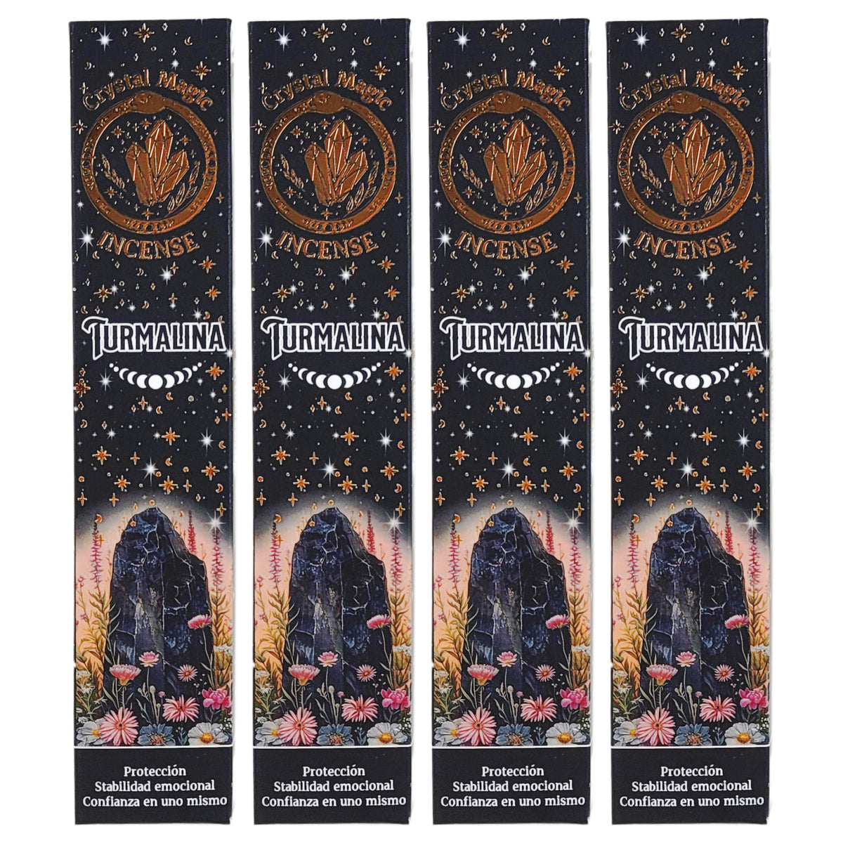 Black Tourmaline 15g 8" Incense Pack + Crystals, by Crystal Magic Incense