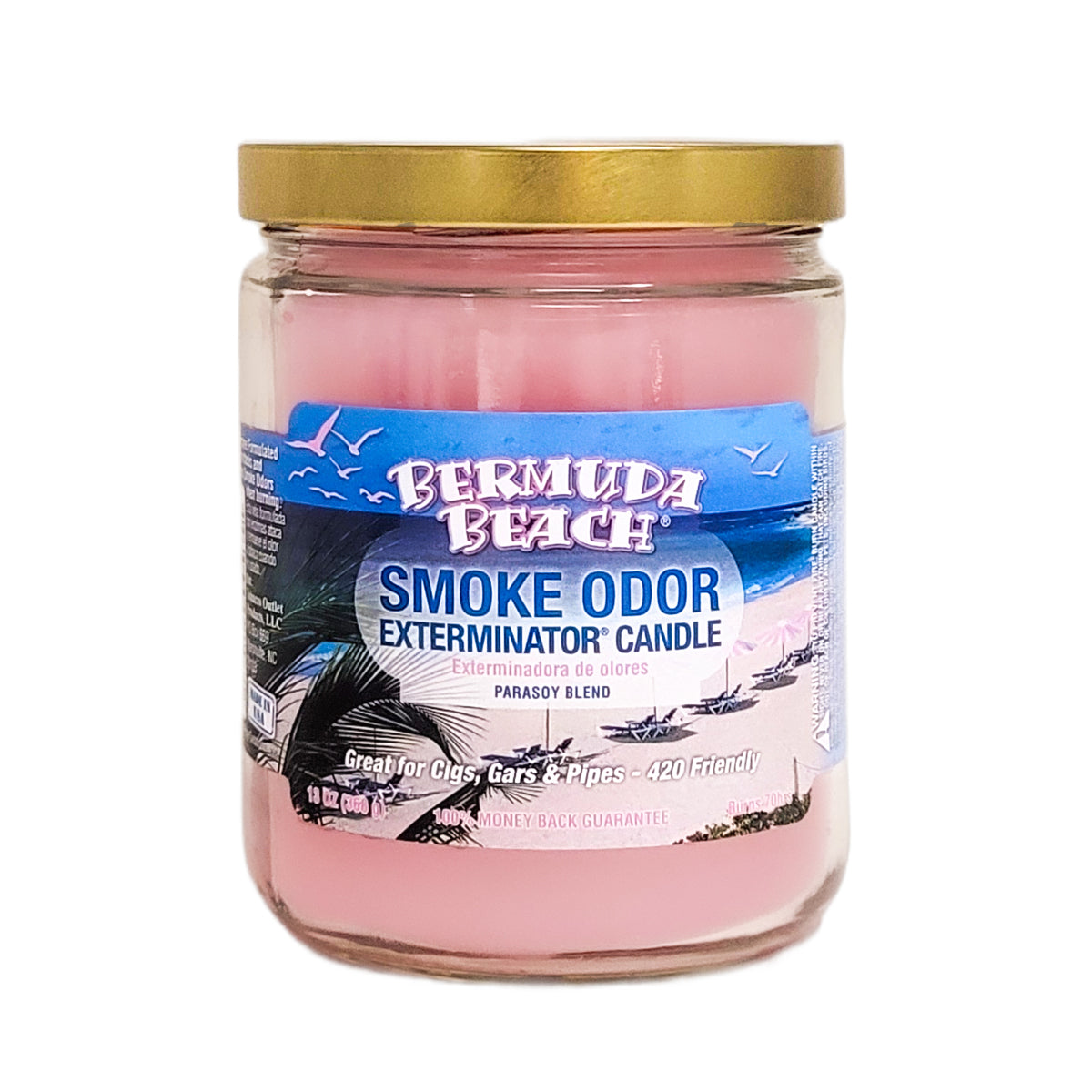 Bermuda Beach 4" Glass Jar 13oz Smoke Odor Exterminator Candle, by Tobacco Outlet Products