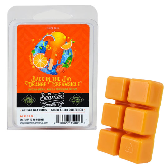 Back In The Day Orange Creamsicle Scent, Wax Drop Melts Odor & Smoke Killer, by Beamer Candle Co