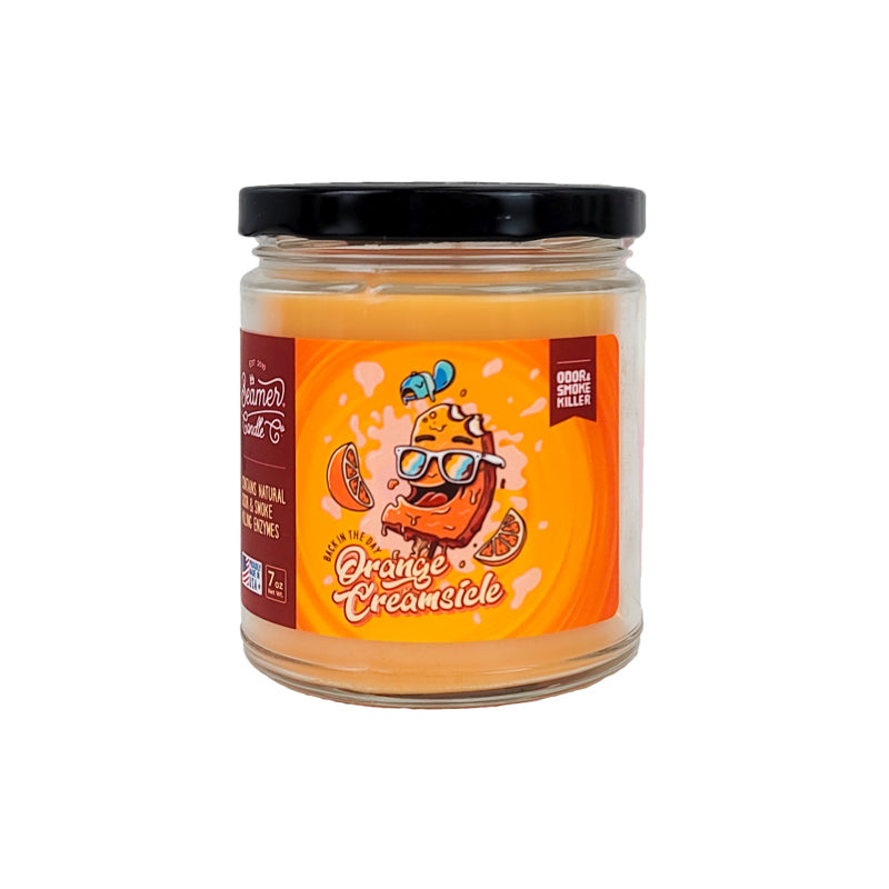 3.5" Back In The Day Orange Creamsicle Glass Jar Candle, 7oz Odor & Smoke Killer, by Beamer Candle Co