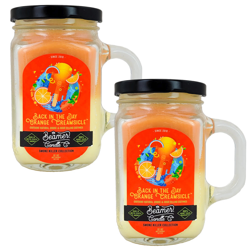 Back In The Day Orange Creamsicle 5" Glass Jar Candle, 12oz Smoke Killer Collection, by Beamer Candle Co