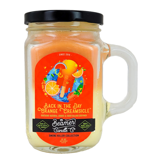 Back In The Day Orange Creamsicle 5" Glass Jar Candle, 12oz Smoke Killer Collection, by Beamer Candle Co