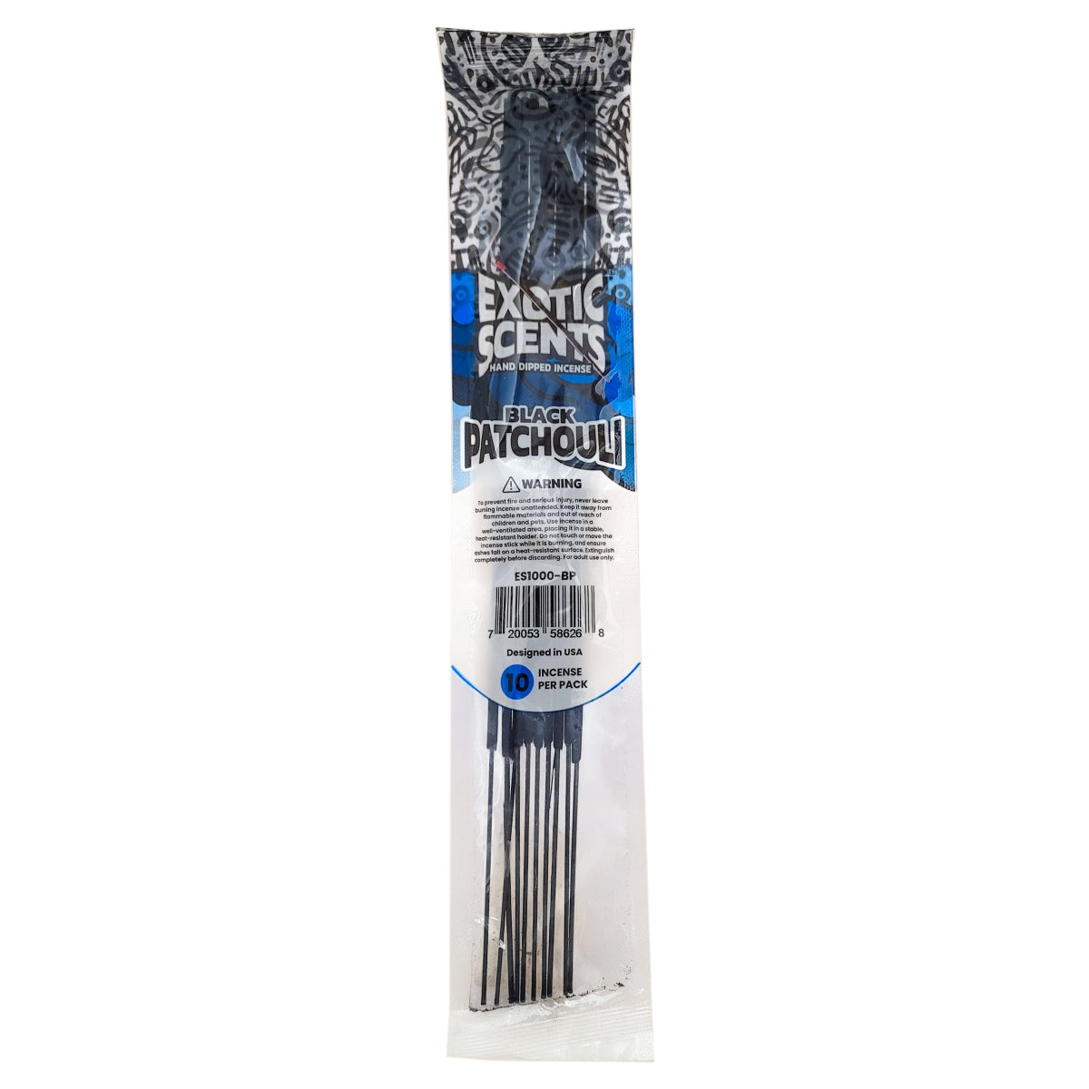 Black Patchouli Scent 11" Exotic Scents Incense