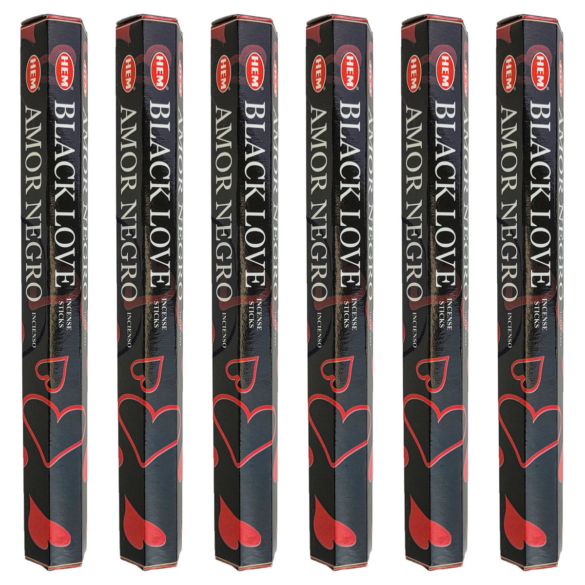 HEM Incense Sticks 20-Stick Hex Packs, Black Love Scent