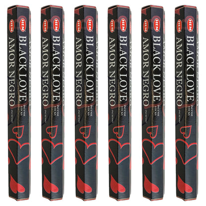 HEM Incense Sticks 20-Stick Hex Packs, Black Love Scent