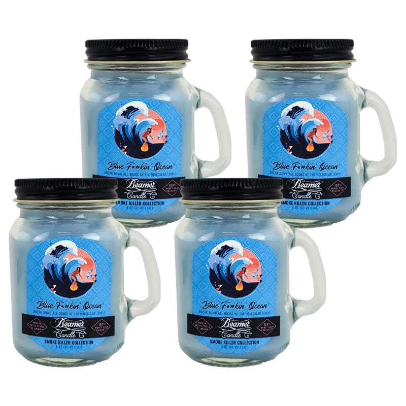 MINI 3" Blue F*#kin' Ocean Jar Candle, 4oz Odor & Smoke Killer, by Beamer Candle Co