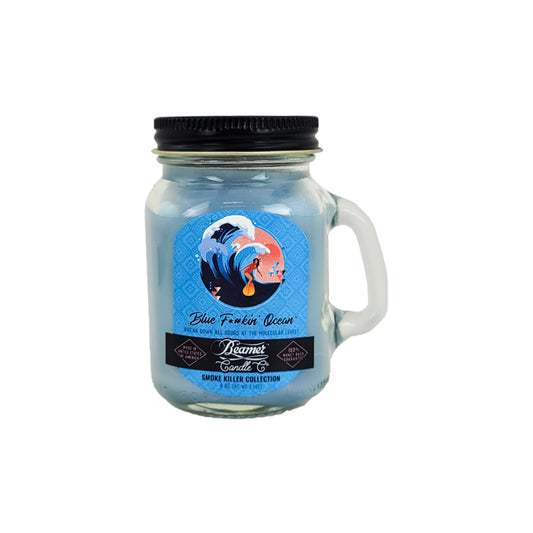 MINI 3" Blue F*#kin' Ocean Jar Candle, 4oz Odor & Smoke Killer, by Beamer Candle Co