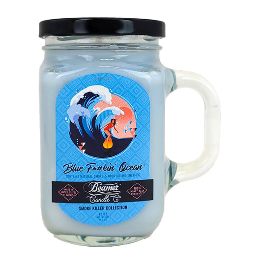 Blue F*#ckin' Ocean 5" Glass Jar Candle, 12oz Smoke Killer Collection, by Beamer Candle Co