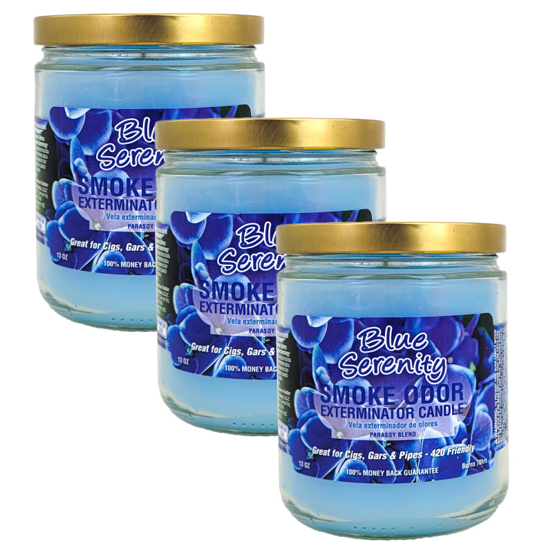 Blue Serenity 4" Odor Exterminator Glass Jar Candle 13oz